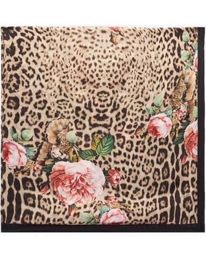 Roberto Cavalli Jaguar Roses Druck Schal - Mehrfarbig