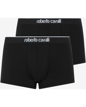 Roberto Cavalli Cotton Boxer Shorts Bi-Pack - Black