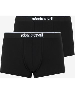 Roberto Cavalli Cotton Boxer Shorts Bi-Pack - Black