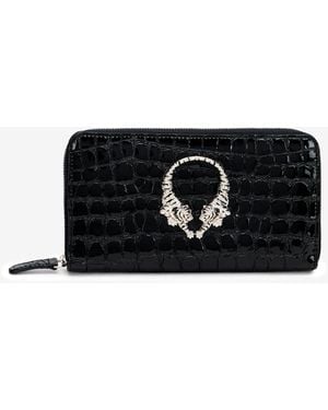Roberto Cavalli Roar Leather Wallet With Zip - Black