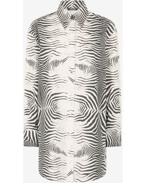 Roberto Cavalli Zebra-Print Long Shirt - White