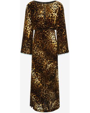 Roberto Cavalli Leopard Print Velvet Dress - Multicolor