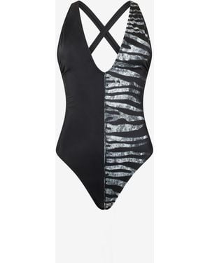 Roberto Cavalli Zebra Print One-Piece - Black