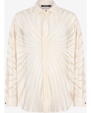 Roberto Cavalli Shirt With Ray Devoré Print - Natural