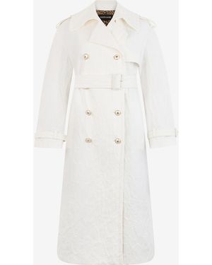Roberto Cavalli Leopard-Pattern Cotton Jacquard Trench Coat - White