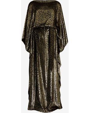 Roberto Cavalli Glossy Silk Animal-Print Kimono Dress - Green