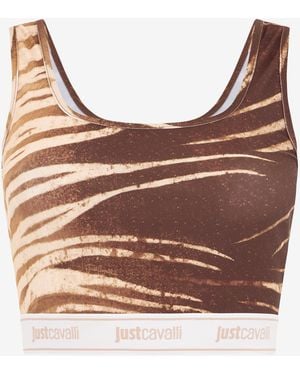 Roberto Cavalli Natural Barb Print Top - Brown