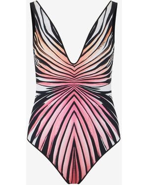 Roberto Cavalli Ray Of Paradise Print Swimsuit - Red