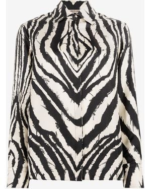 Roberto Cavalli Freedom-Print Silk Shirt - Black