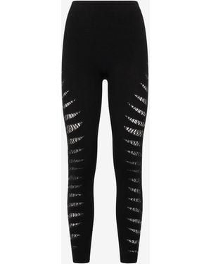 Roberto Cavalli Perforated Python Pattern Leggings - Black
