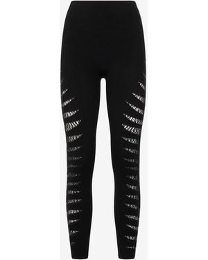 Roberto Cavalli Perforated Python Pattern Leggings - Black