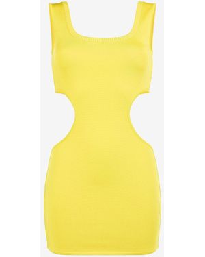 Roberto Cavalli Cut-Out Knit Mini Dress - Yellow