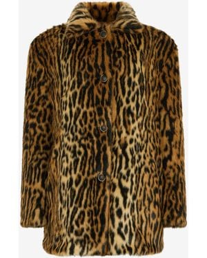 Roberto Cavalli Leopard-Print Button Coat - Brown