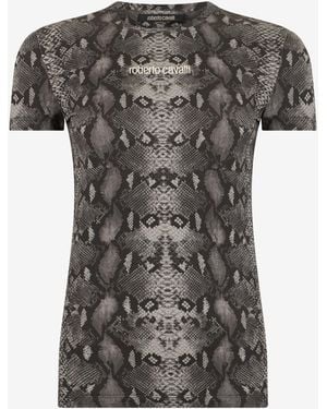 Roberto Cavalli Camiseta Con Estampado Python - Negro