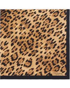 Roberto Cavalli Silk Scarf With Jaguar Print - Metallic