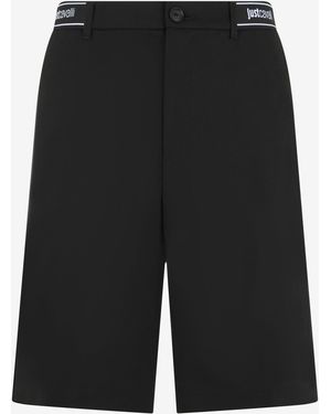 Roberto Cavalli Bermuda Shorts With Logo - Black