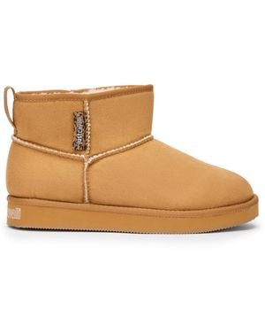Roberto Cavalli Camel Ankle Boots Contrast Stitching - White