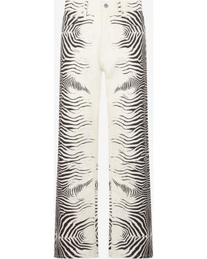 Roberto Cavalli Zebra Print Denim Jeans - White