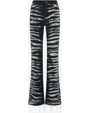 Roberto Cavalli Trousers With Zebra Print - Black