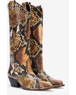 Roberto Cavalli Texan Boots With Python Print - Multicolor