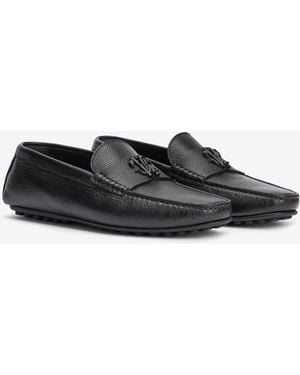Roberto Cavalli Loafers With Monogram Mirror Snake - Black