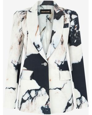 Roberto Cavalli Blazer Stampa Marble - Bianco