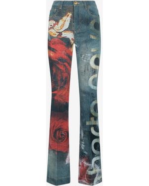 Roberto Cavalli Garden Rose Print Jeans - Blue