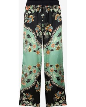 Roberto Cavalli Kimono Print Pants - Green