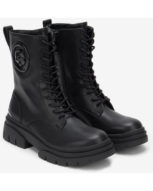 Roberto Cavalli Schwarze Combat Boots Mit Logo