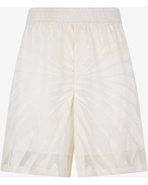 Roberto Cavalli Bermuda Shorts With Ray Devoré Print - White