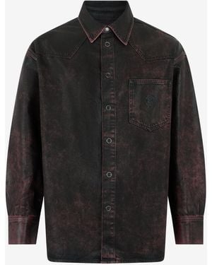 Roberto Cavalli And Washed Denim Shirt - Black