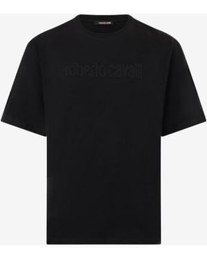 Roberto Cavalli T-Shirt With Embroidered Logo - Black