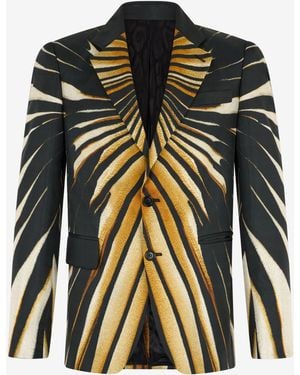 Roberto Cavalli Single-Breasted Blazer With Ray Of Print - Black