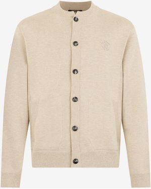 Roberto Cavalli Beiger Cardigan Mit Gesticktem Monogram Rc - Natur