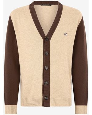 Roberto Cavalli Cardigan With Rc Monogram Patch - Natural