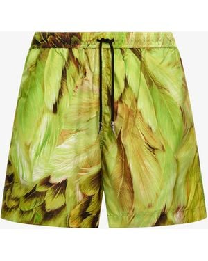 Roberto Cavalli Plumange Print Swim Trunks - Green