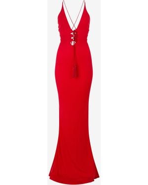 Roberto Cavalli Long Dress With Criss-Cross Detail - Red