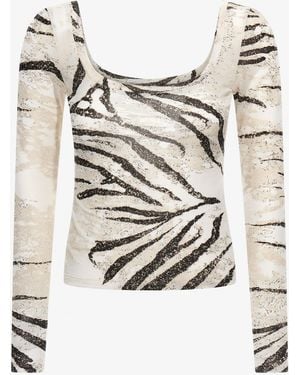 Roberto Cavalli Zebra Printed Top - White