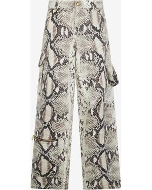 Roberto Cavalli Rock Cargo Jeans With Python Print - Multicolour