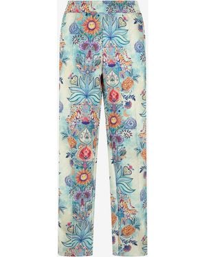 Roberto Cavalli Pantalón Con Estampado Tropical Garden - Azul