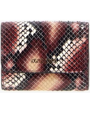Roberto Cavalli Small Logo-Print Leather Wallet - White