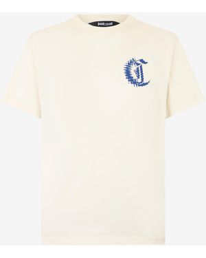 Roberto Cavalli T-Shirt With Logo - Natural