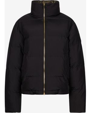 Roberto Cavalli Leopard Jacquard Print Reversible Puffer Jacket - Black