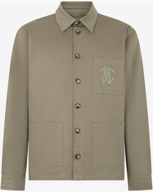 Roberto Cavalli Military Shirt Jacket With Monogram Rc - Green