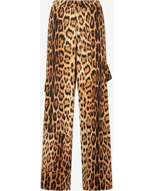 Roberto Cavalli Pants With Jaguar Skin Print - Natural