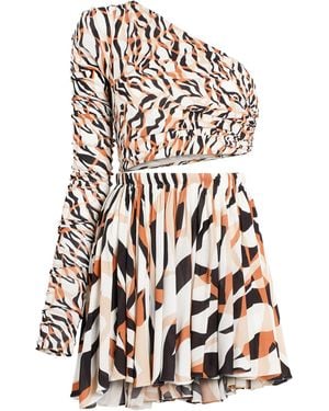 Roberto Cavalli Tiger Print Cut Out Dress - White