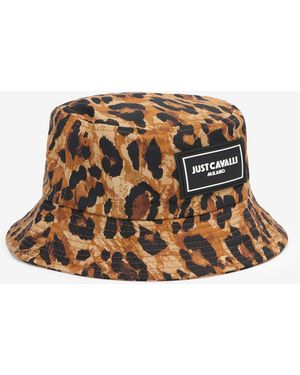 Roberto Cavalli Leopard Print Cotton Hat - Natural
