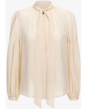 Roberto Cavalli Blouse With Pussy Bow Neckline - Natural