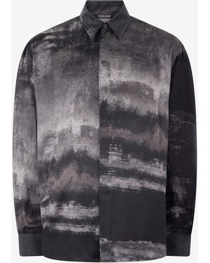 Roberto Cavalli Seidenhemd Mit Dégradé- Und Used-Effekt - Grau