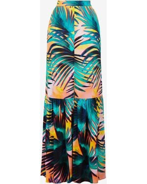 Roberto Cavalli Just Cavalli Palm-Print Maxi Skirt - Blue